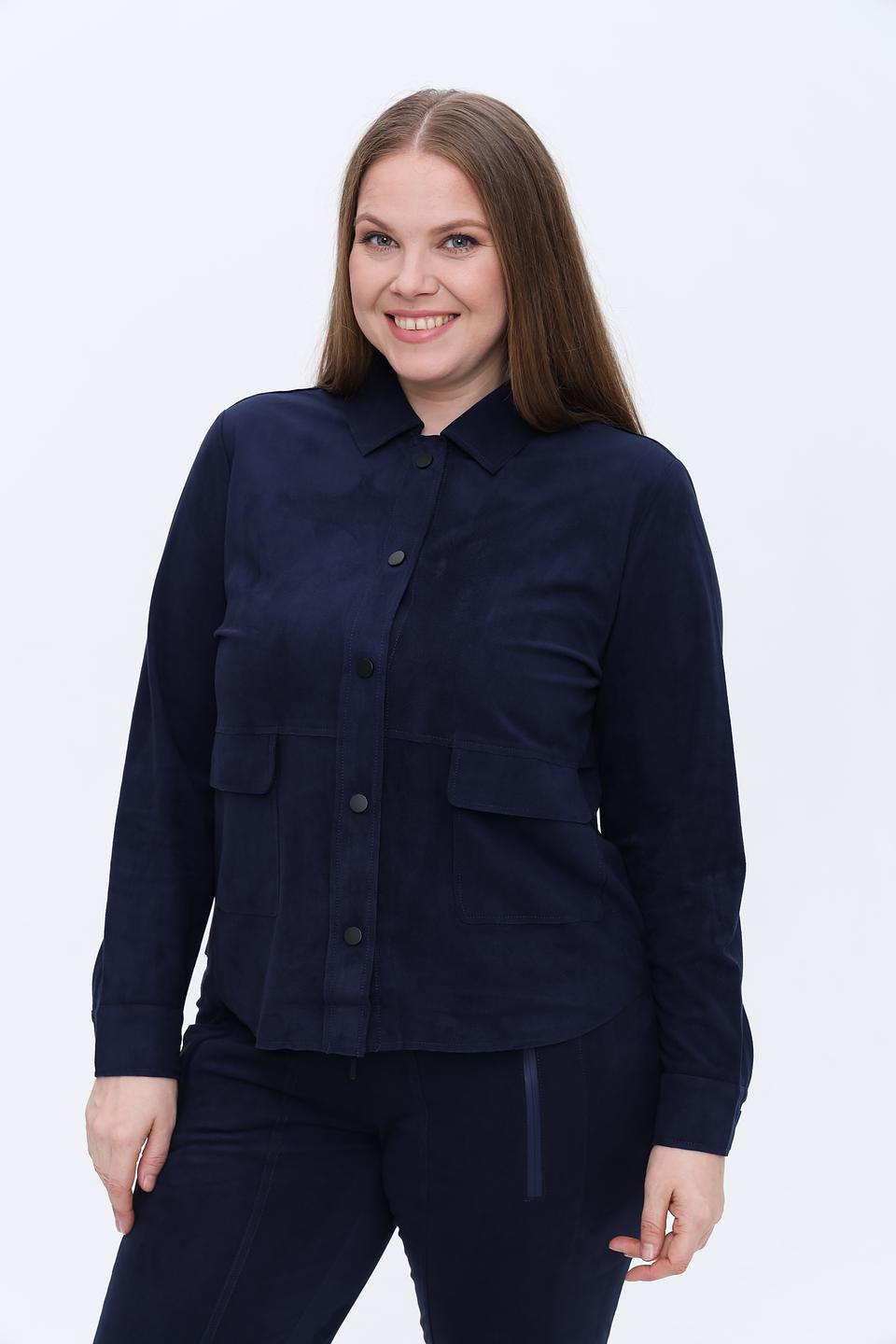 Рубашка Olsen приталенная темно-синяя