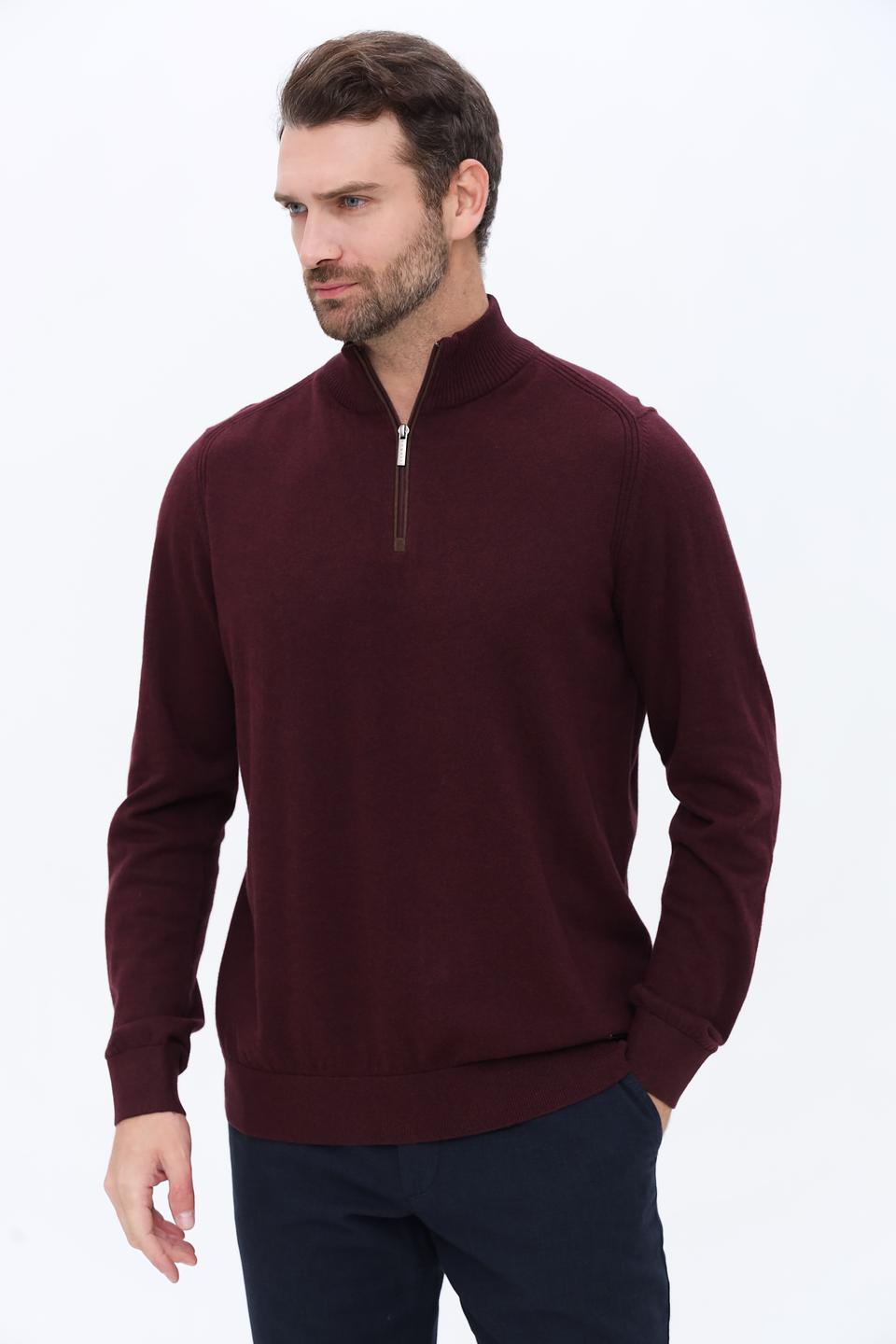 Джемпер Bugatti с молнией бордовый