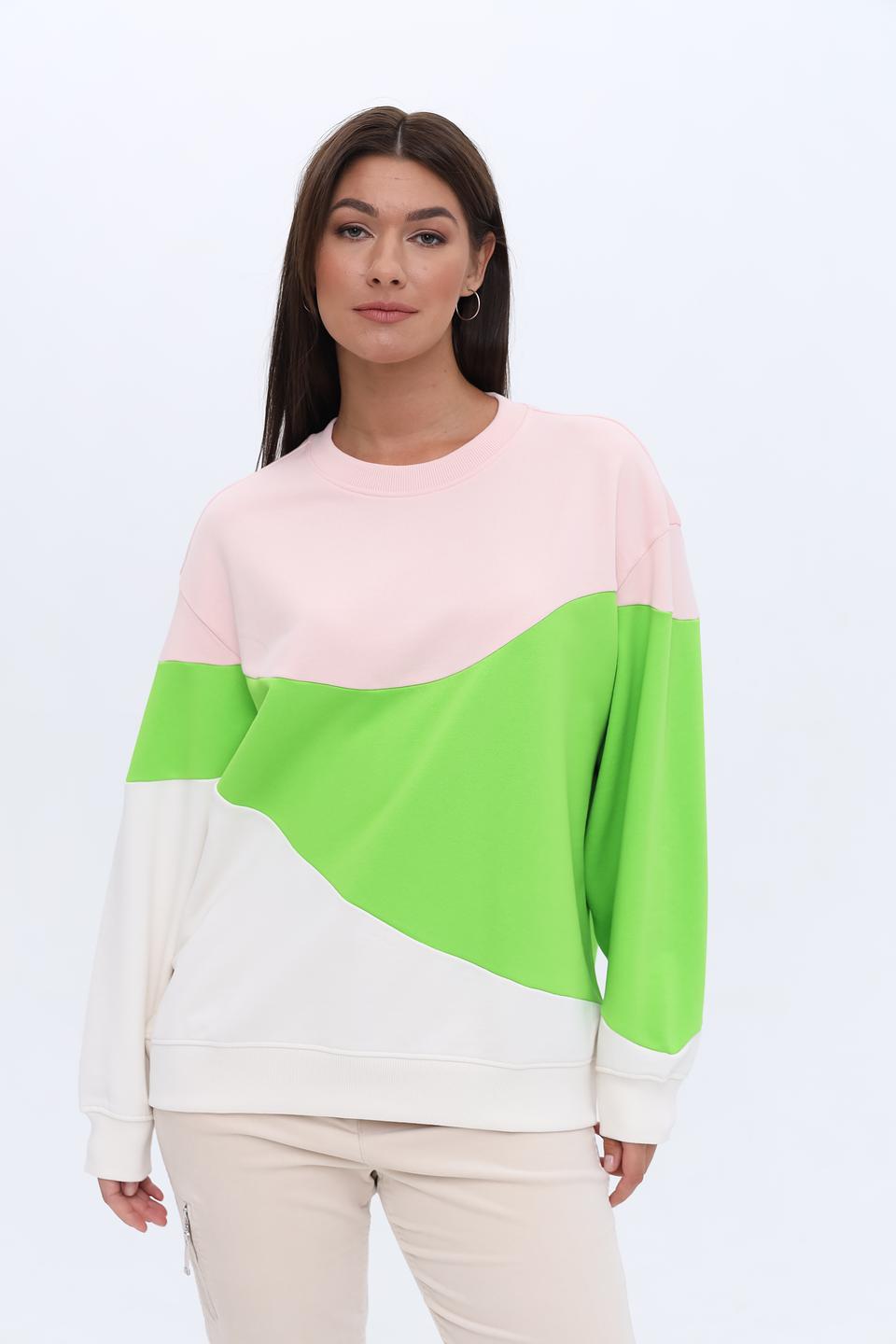 Пуловер Tom Tailor color block розовый