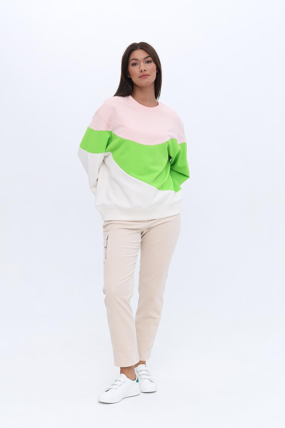 Пуловер Tom Tailor color block розовый