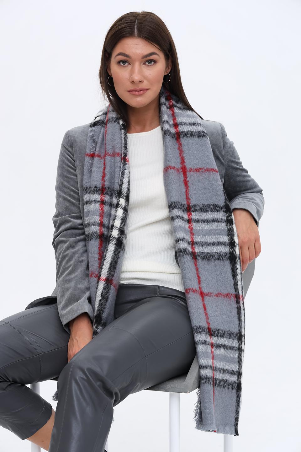 Шарф Fraas в клетку серый