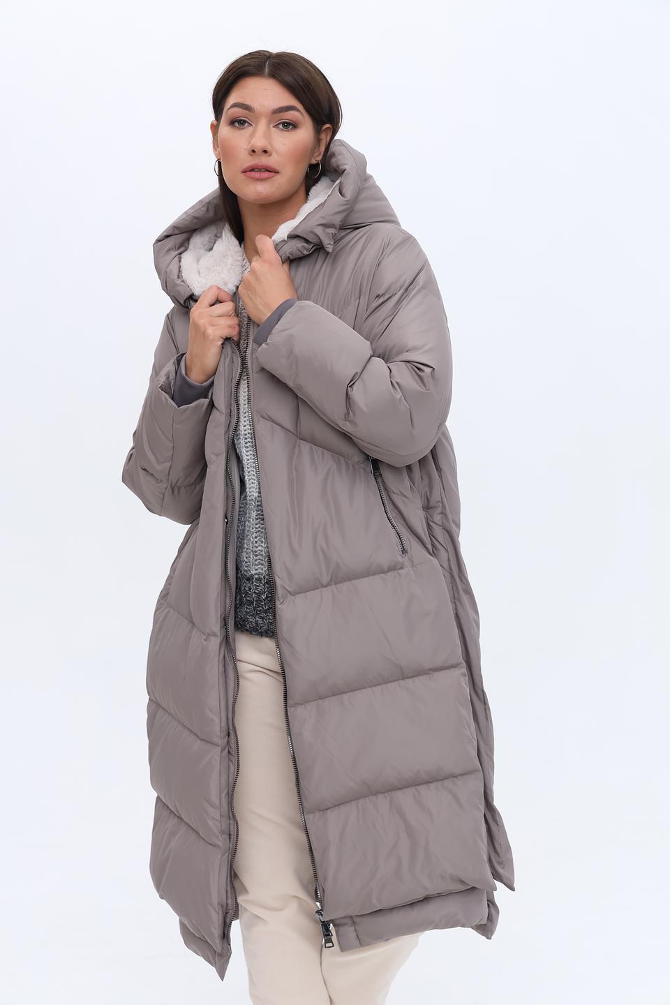 Пальто White Label стеганое серое