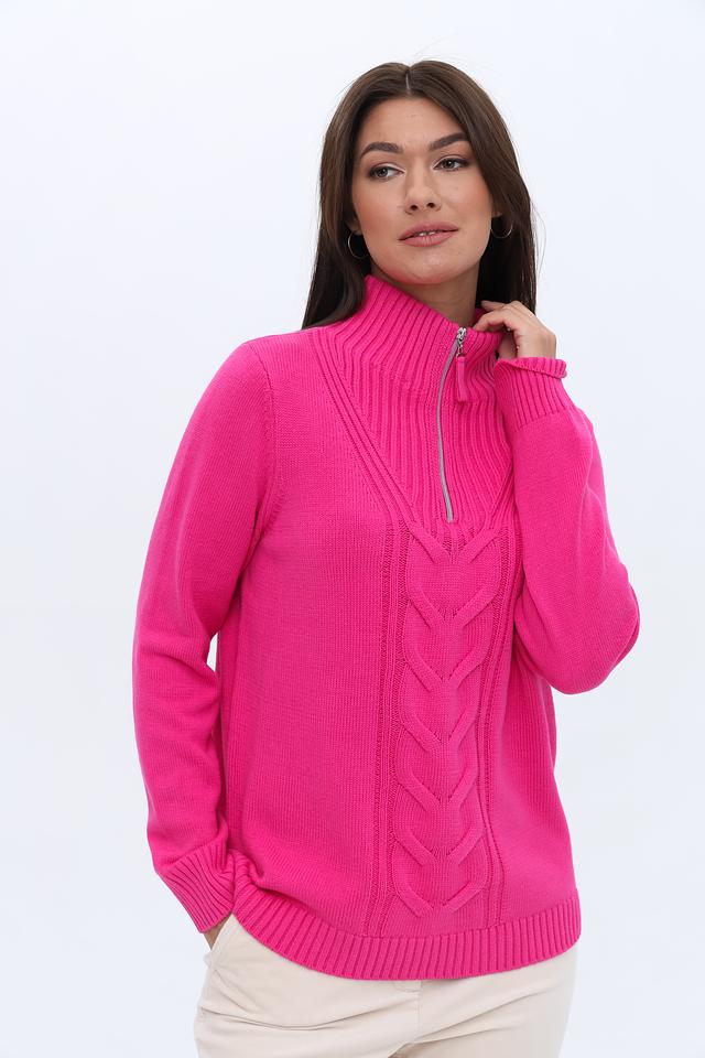 Пуловер Olsen с косами фуксия