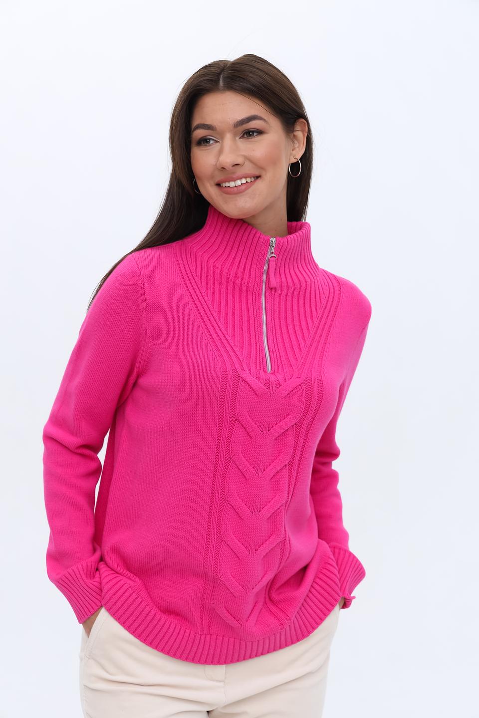 Пуловер Olsen с косами фуксия