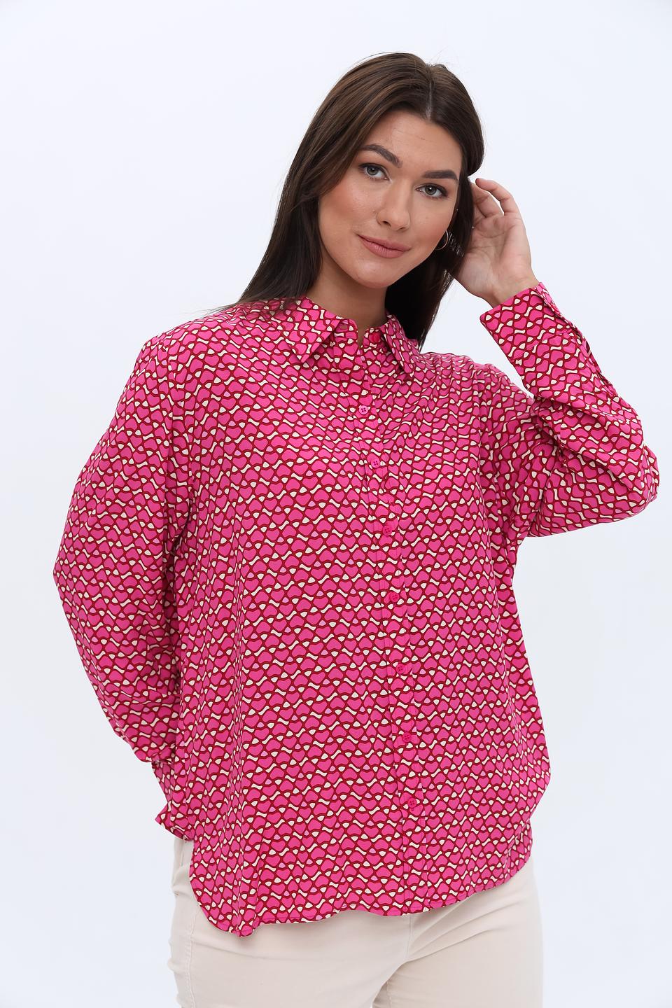 Рубашка Olsen с принтом фуксия