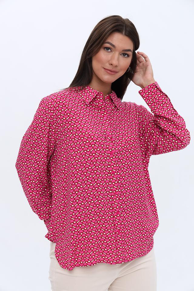 Рубашка Olsen с принтом фуксия