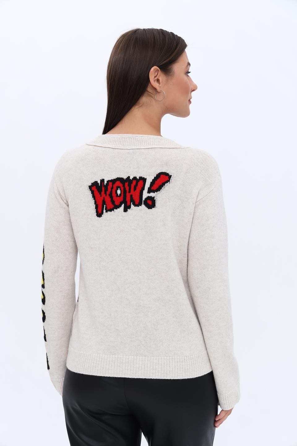 Пуловер Marc Cain с тигром бежевый