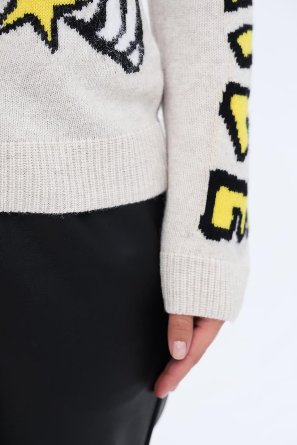 Пуловер Marc Cain с тигром бежевый