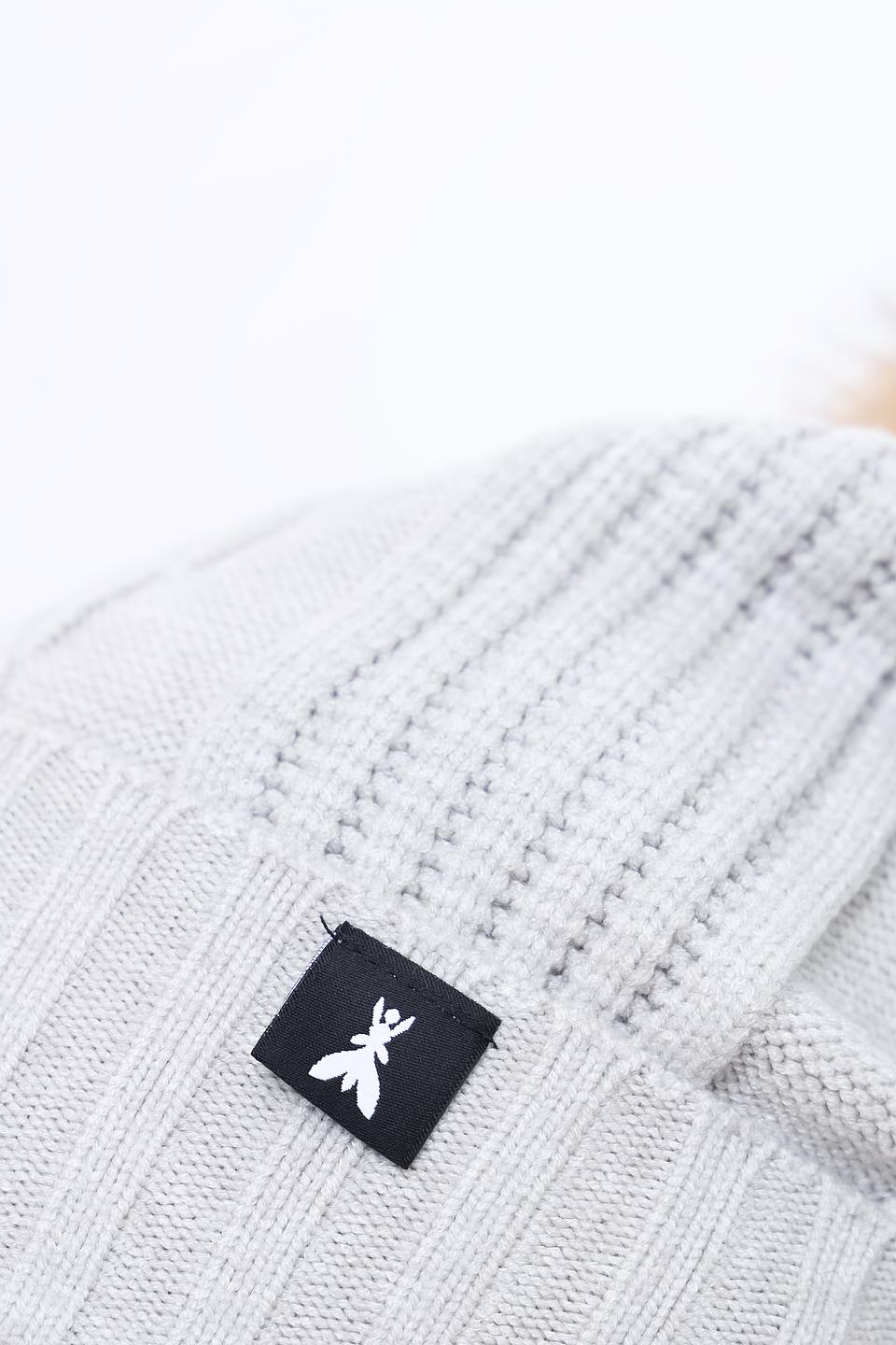 Шапка Patrizia Pepe серая с помпоном