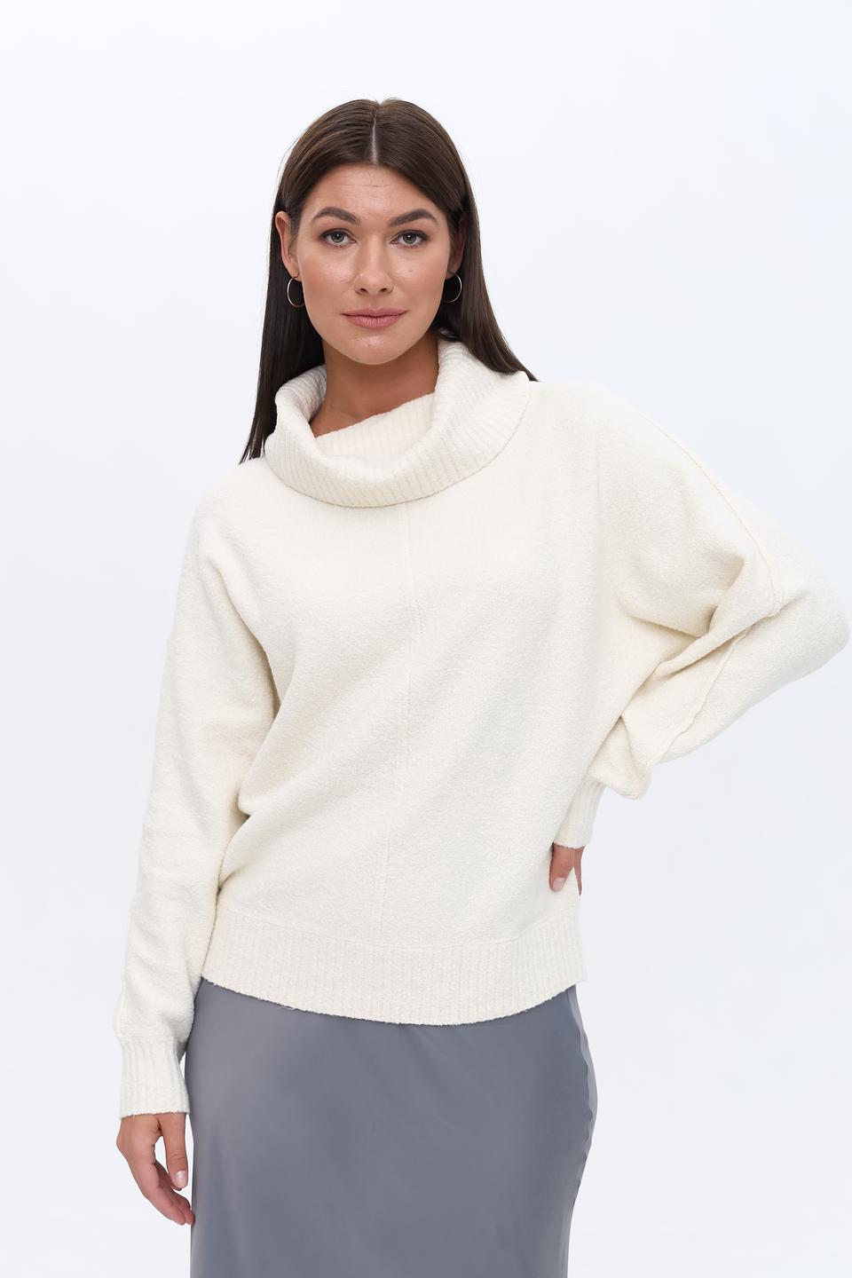Пуловер Tom Tailor с высоким горлом кремовый
