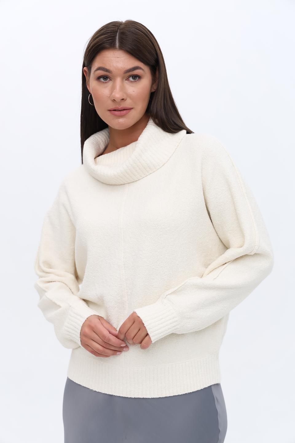 Пуловер Tom Tailor с высоким горлом кремовый