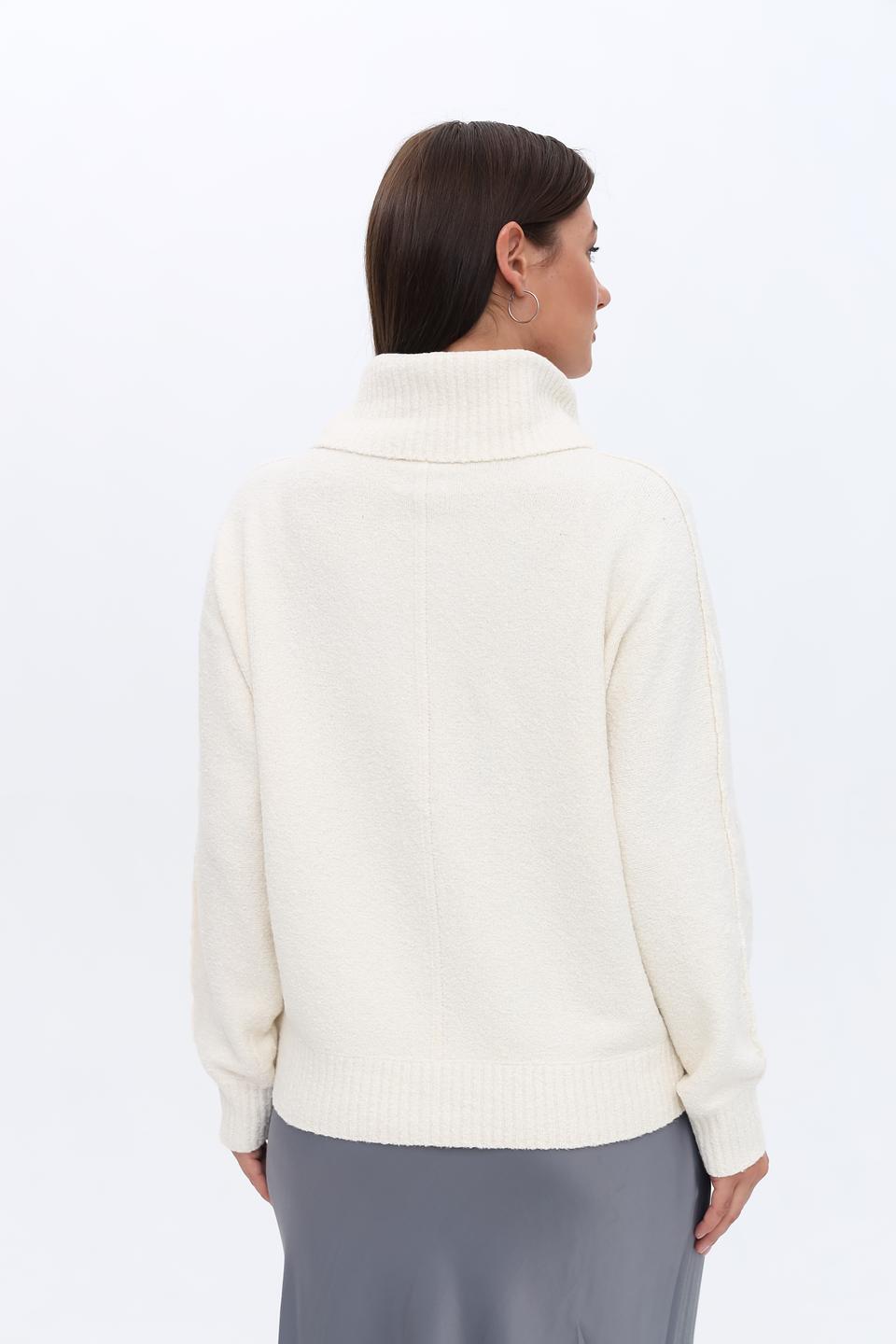 Пуловер Tom Tailor с высоким горлом кремовый
