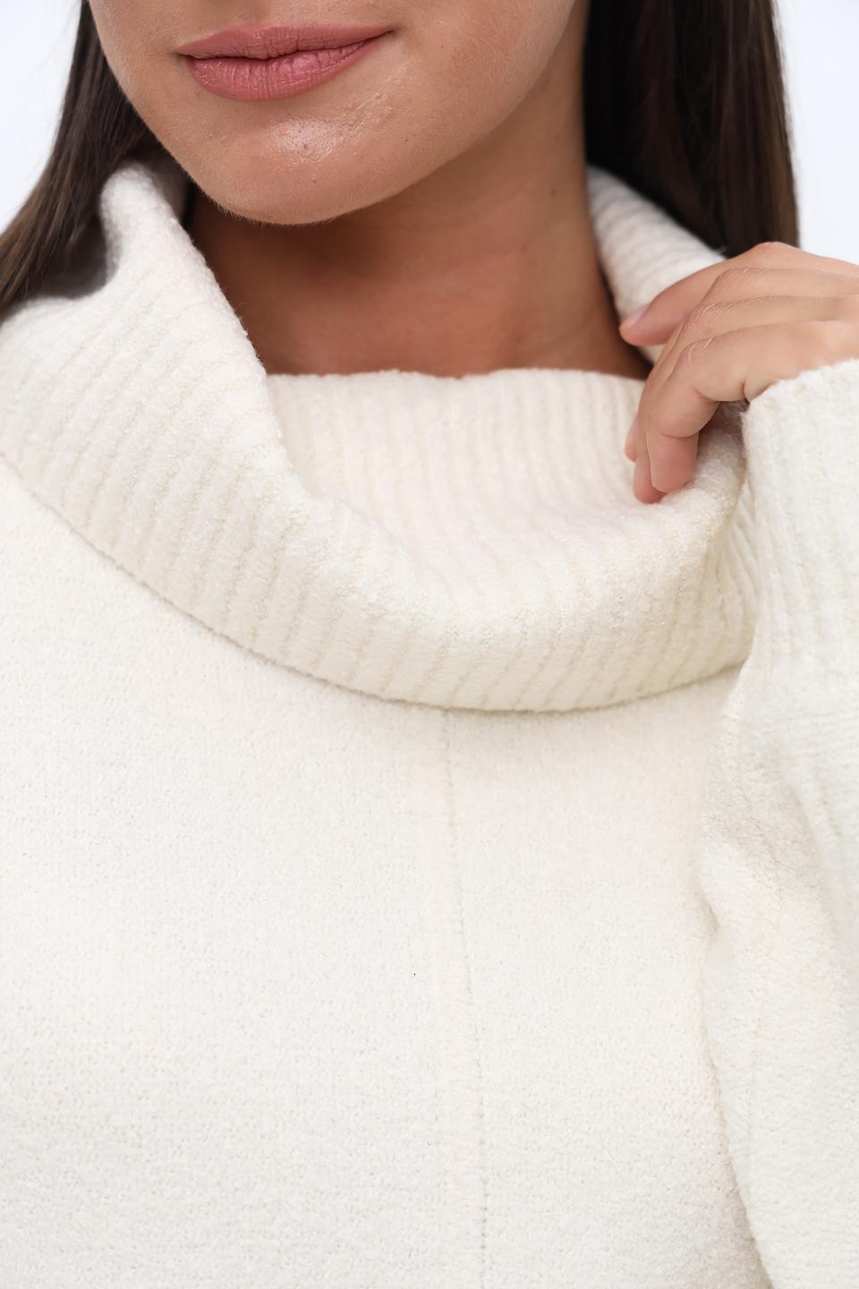 Пуловер Tom Tailor с высоким горлом кремовый