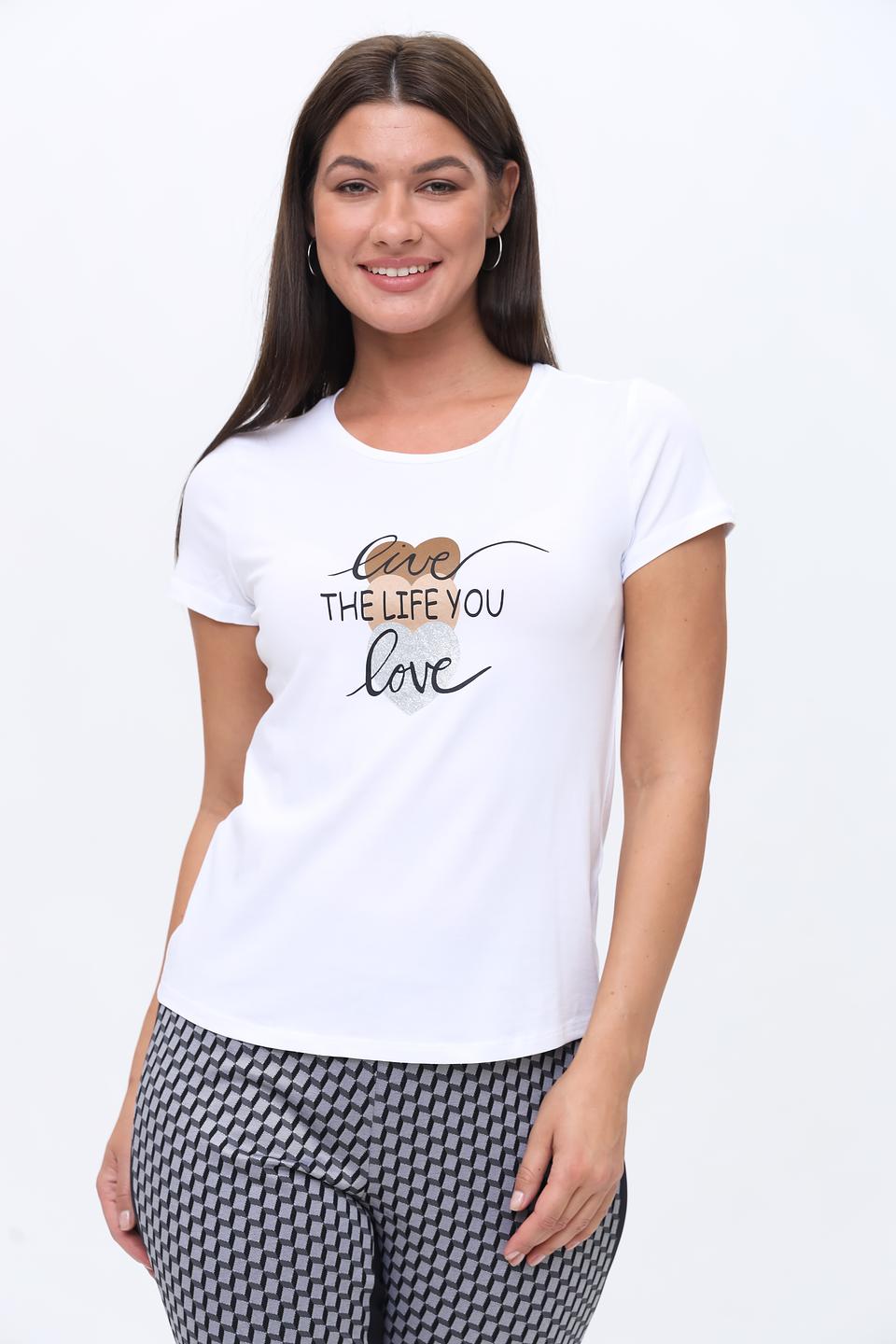 Футболка More and More с принтом белая