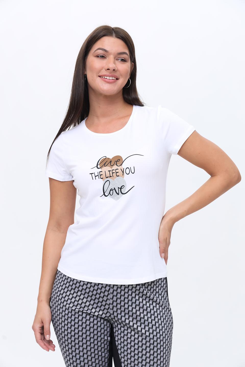 Футболка More and More с принтом белая