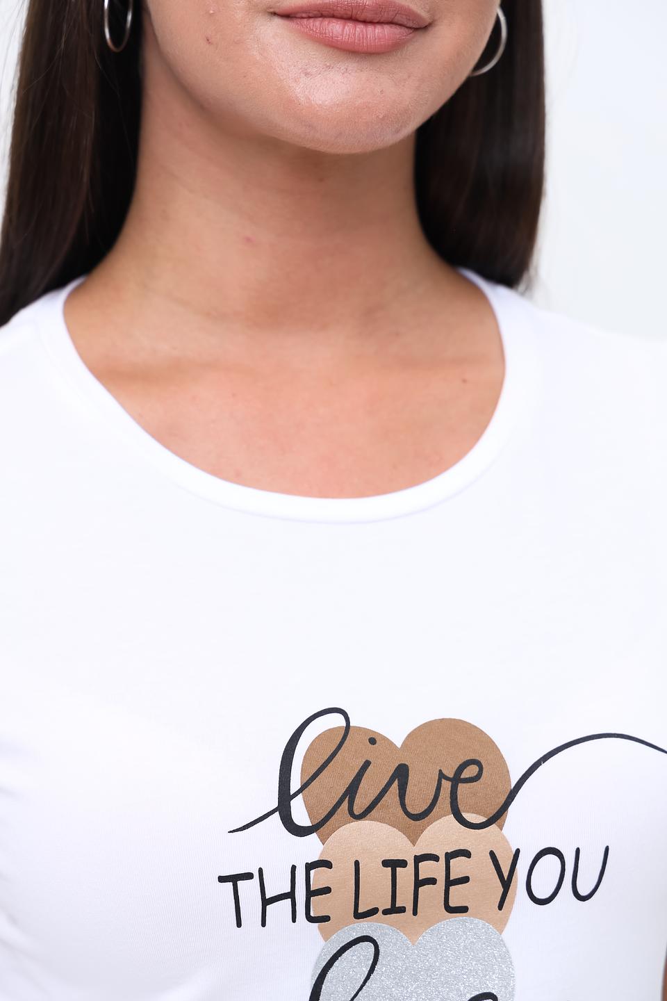 Футболка More and More с принтом белая