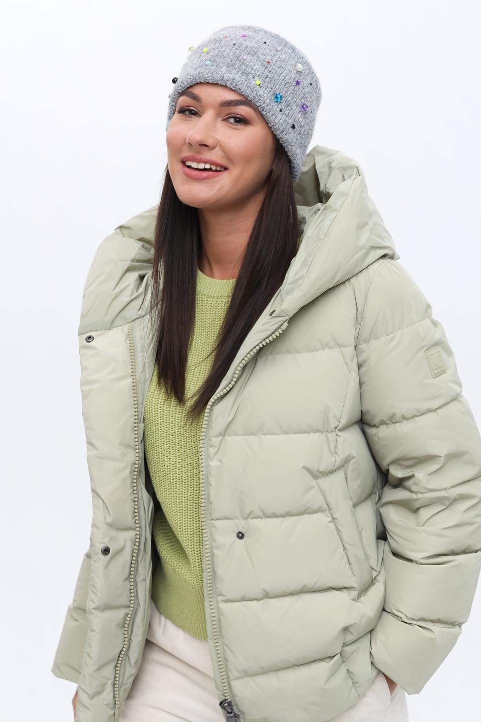 Шапка Seeberger с бусинами серая