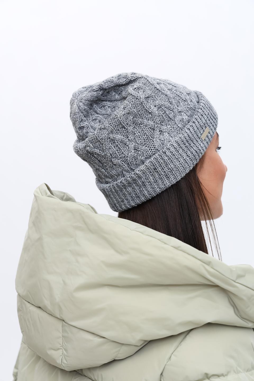 Шапка Seeberger вязаная серая