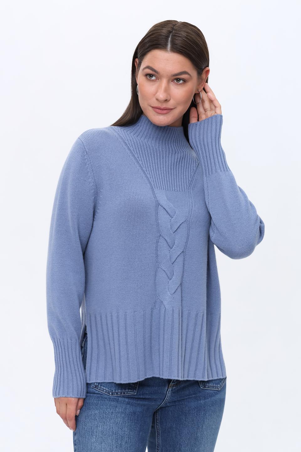 Пуловер Repeat голубой с косами