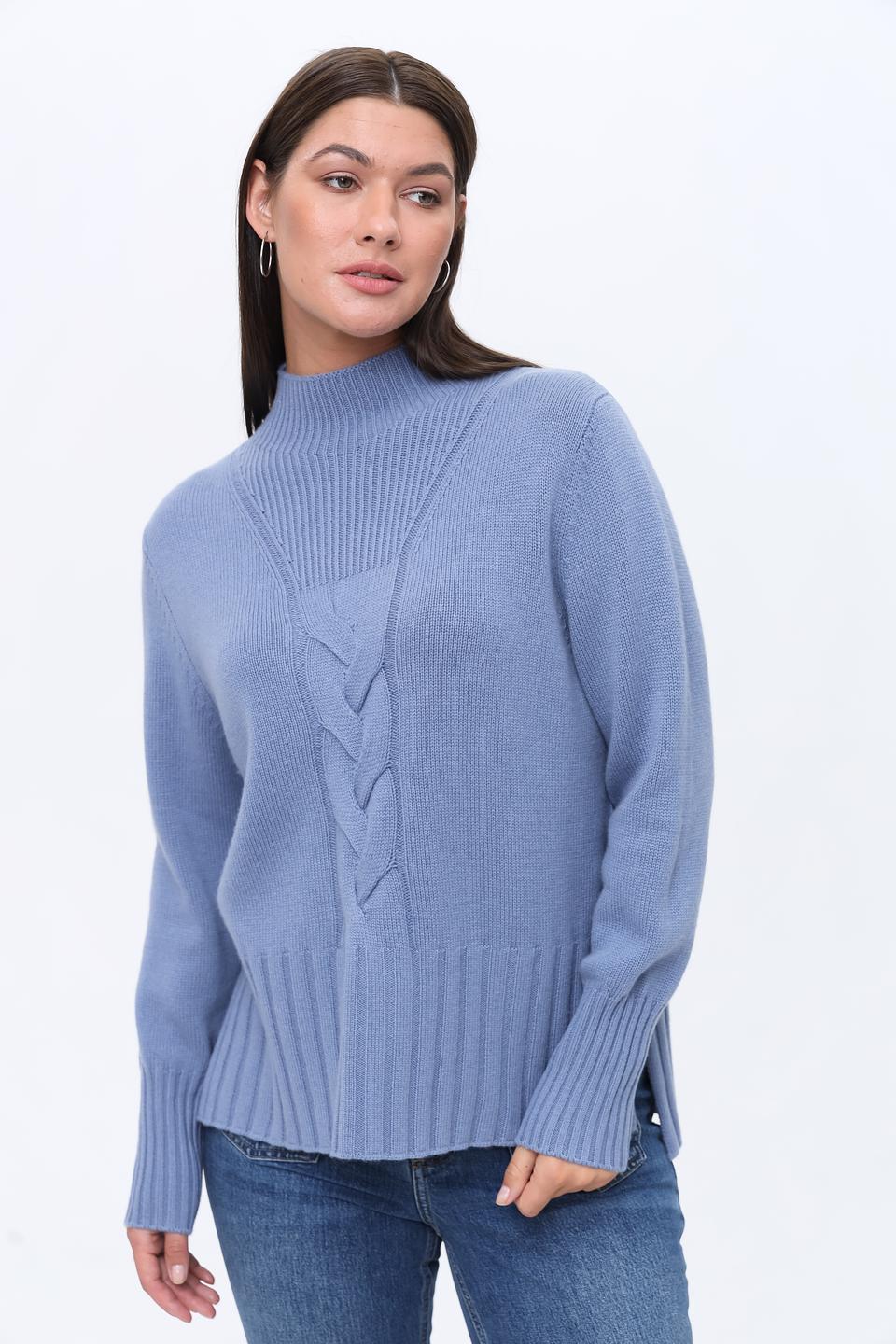 Пуловер Repeat голубой с косами