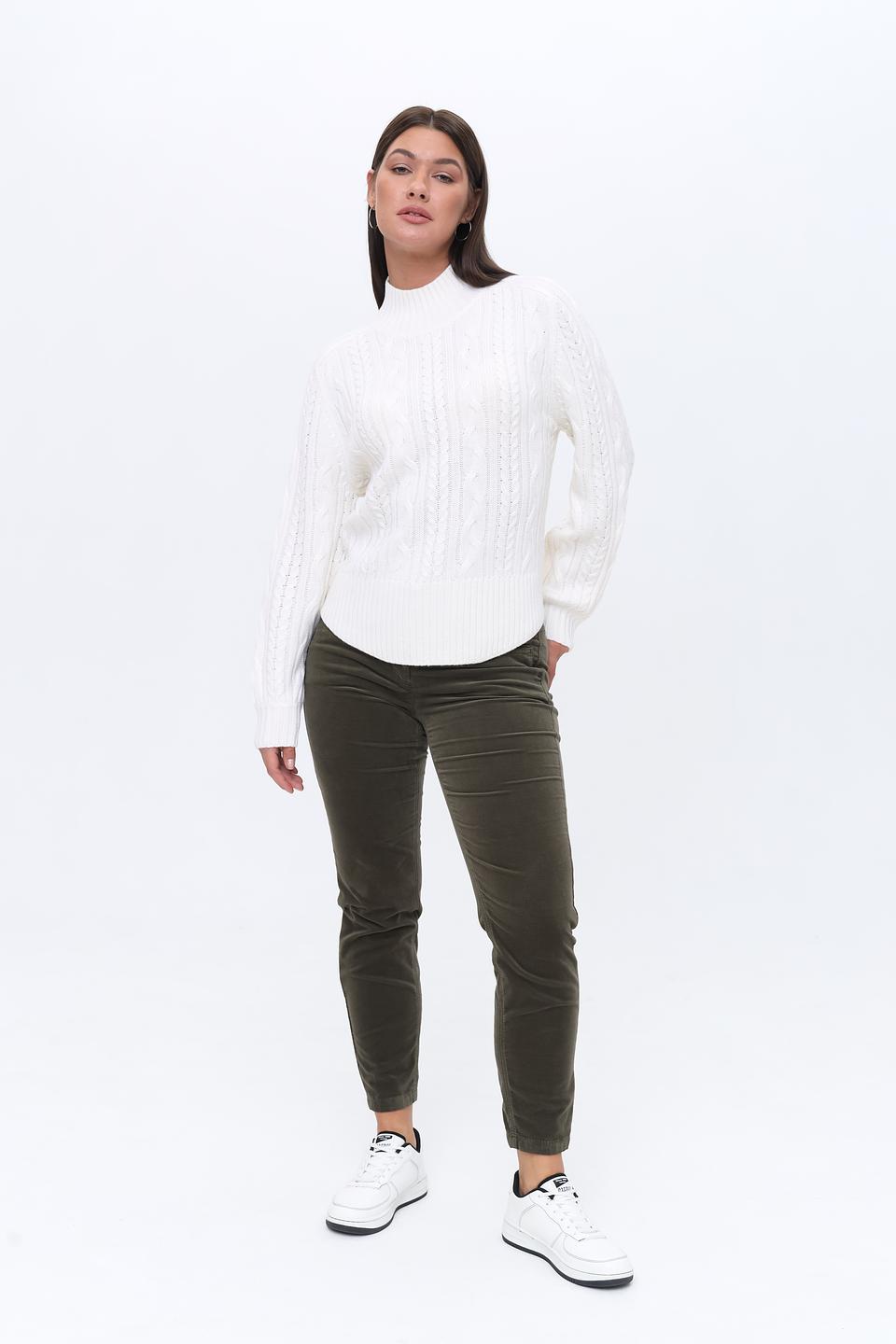 Пуловер Repeat с косами молочный