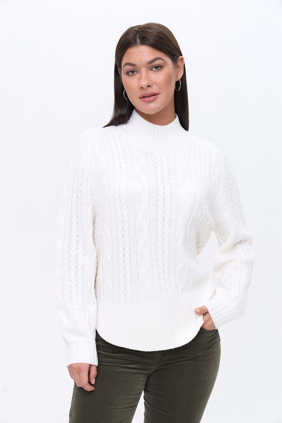 Пуловер Repeat с косами молочный