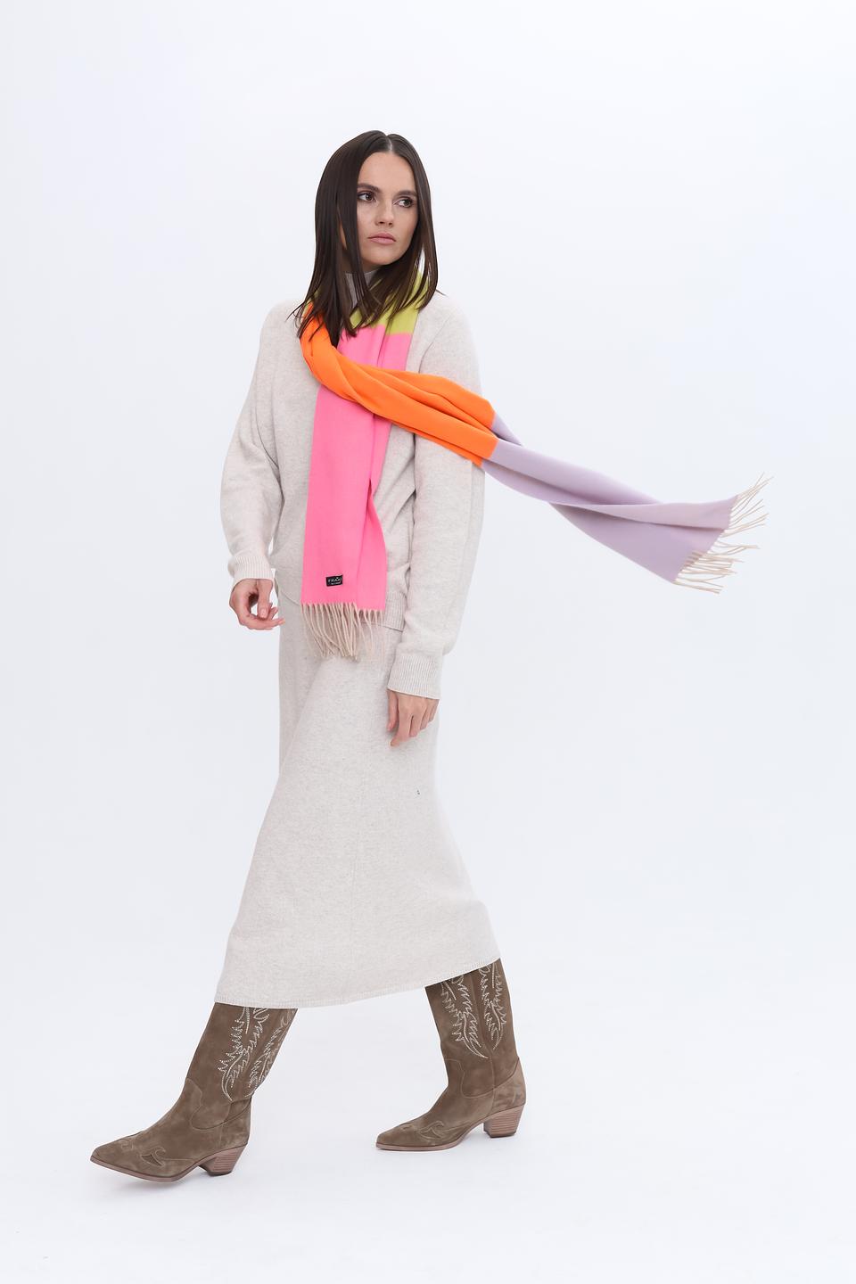 Шарф Fraas разноцветный с бахромой