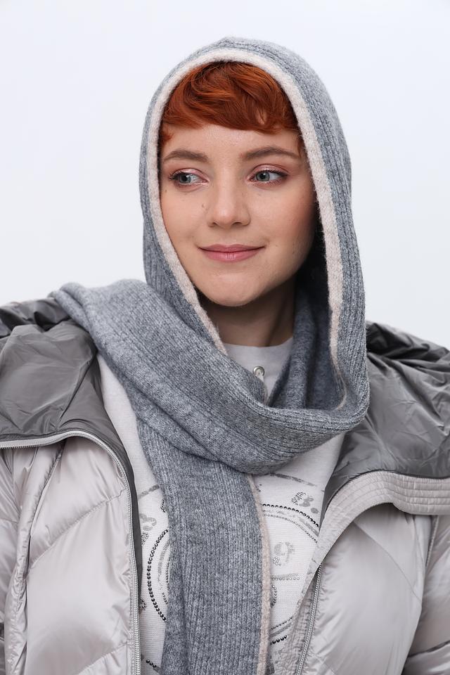 Шарф Fraas серый с капюшоном