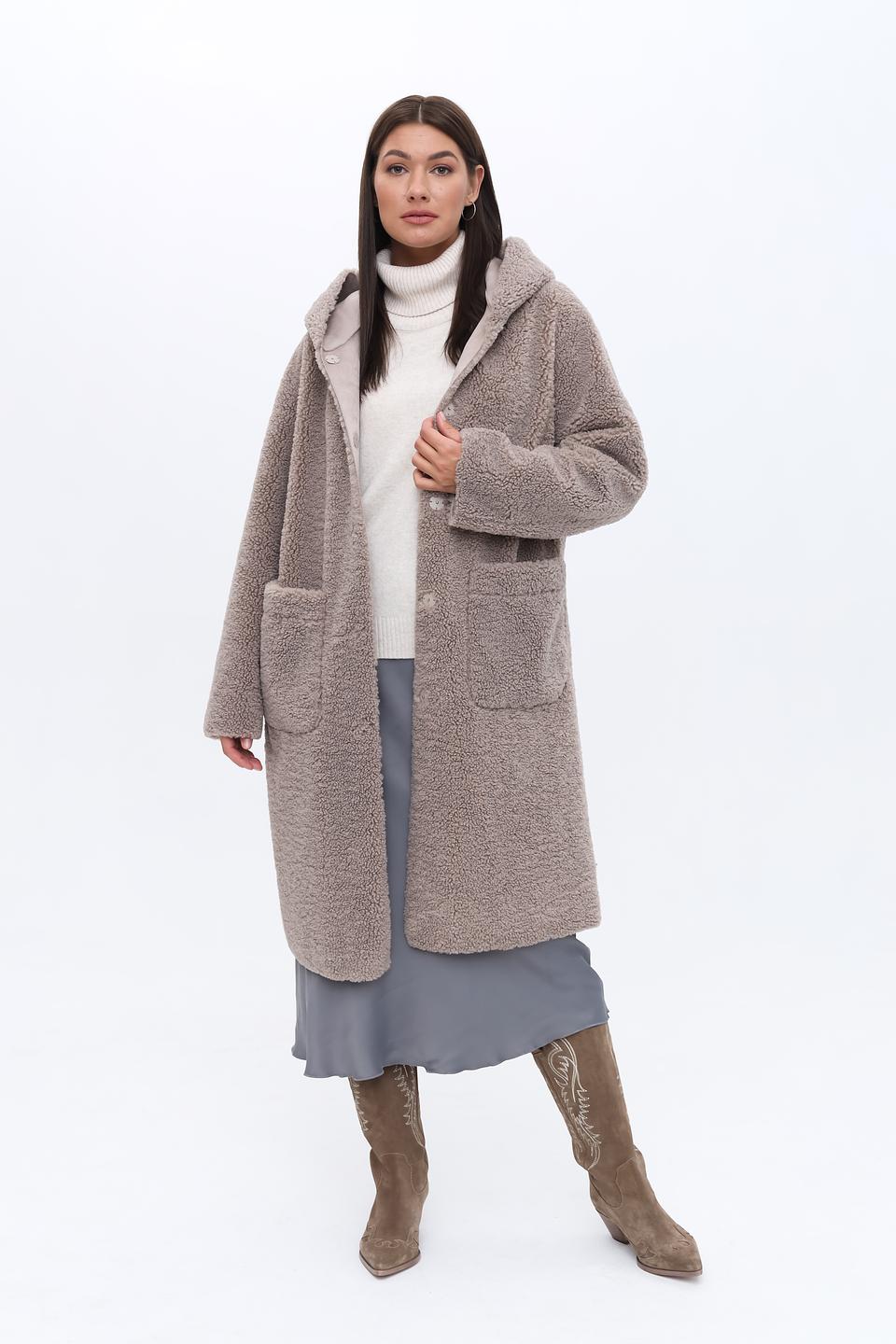 Пальто White Label с капюшоном бежевое