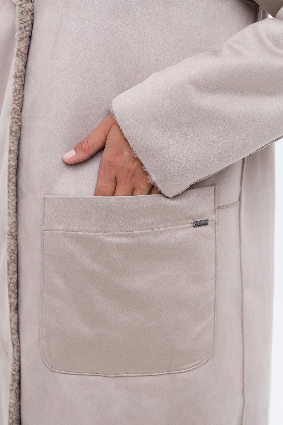 Пальто White Label с капюшоном бежевое