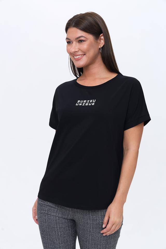 Футболка UNQ женская чёрная с принтом