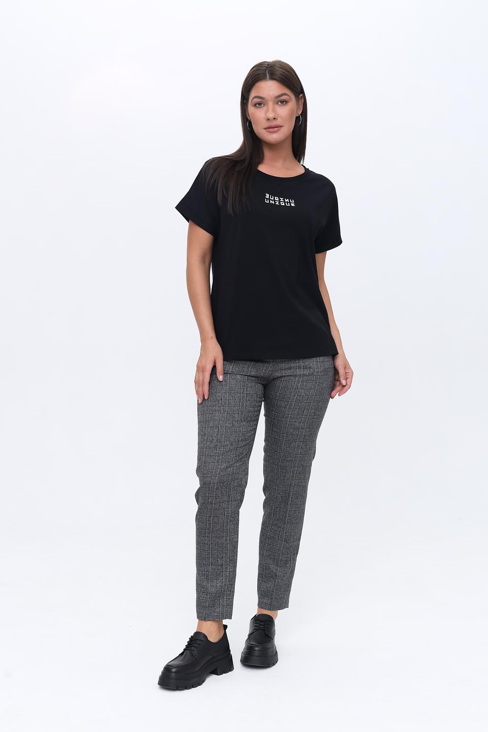 Футболка UNQ женская чёрная с принтом