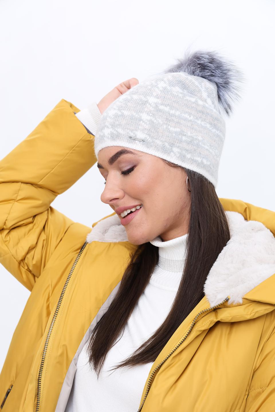 Шапка Marhatter с помпоном серая