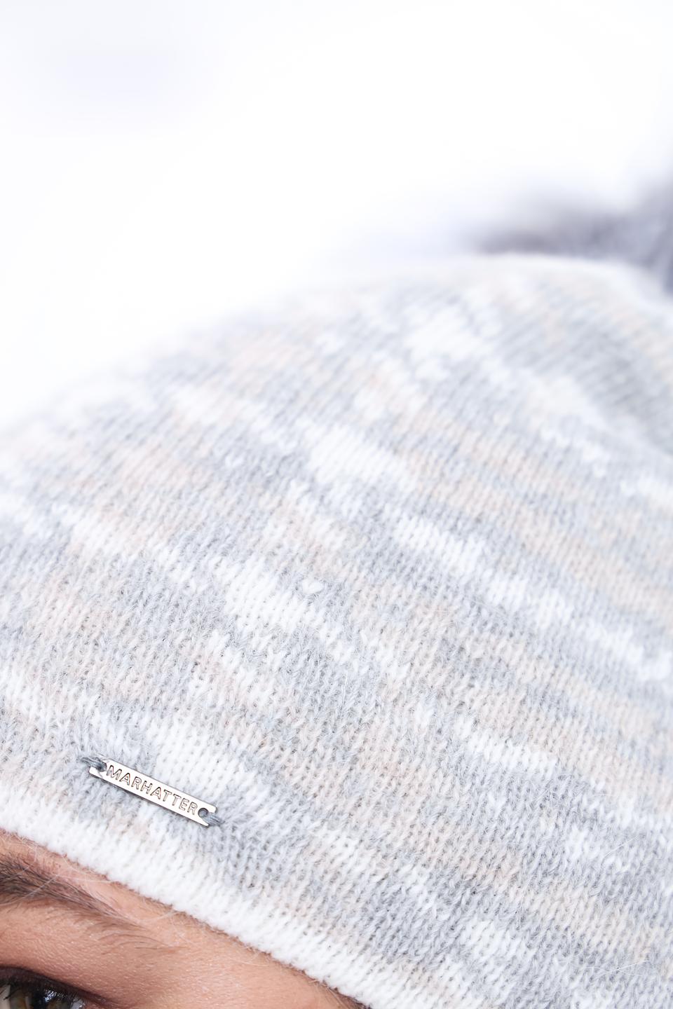 Шапка Marhatter с помпоном серая