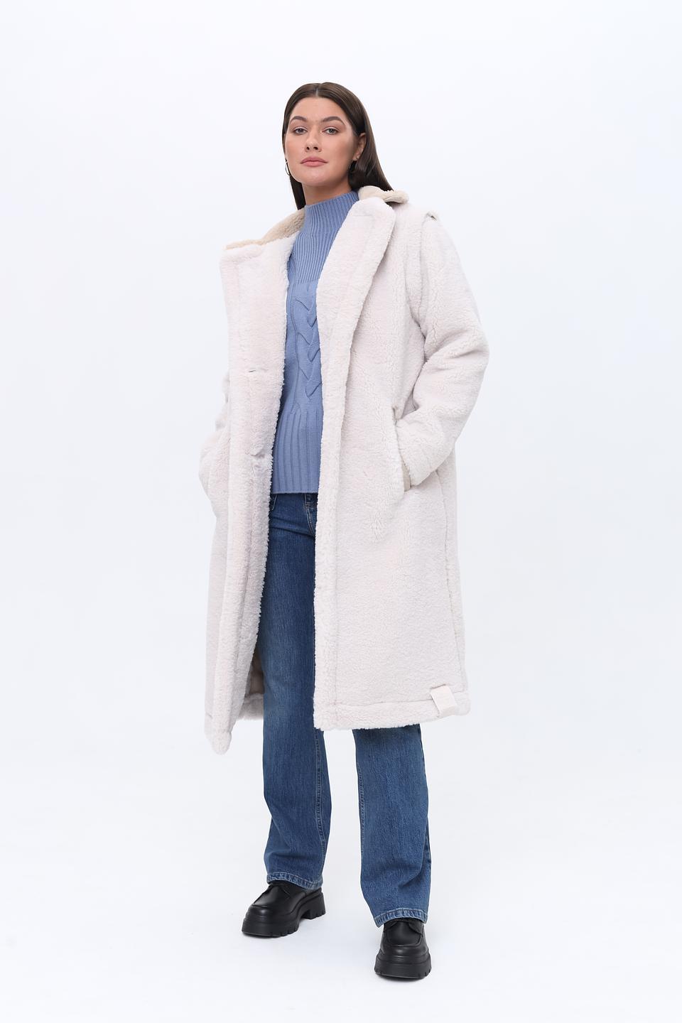 Пальто Zhrill из искусственного меха бежевое