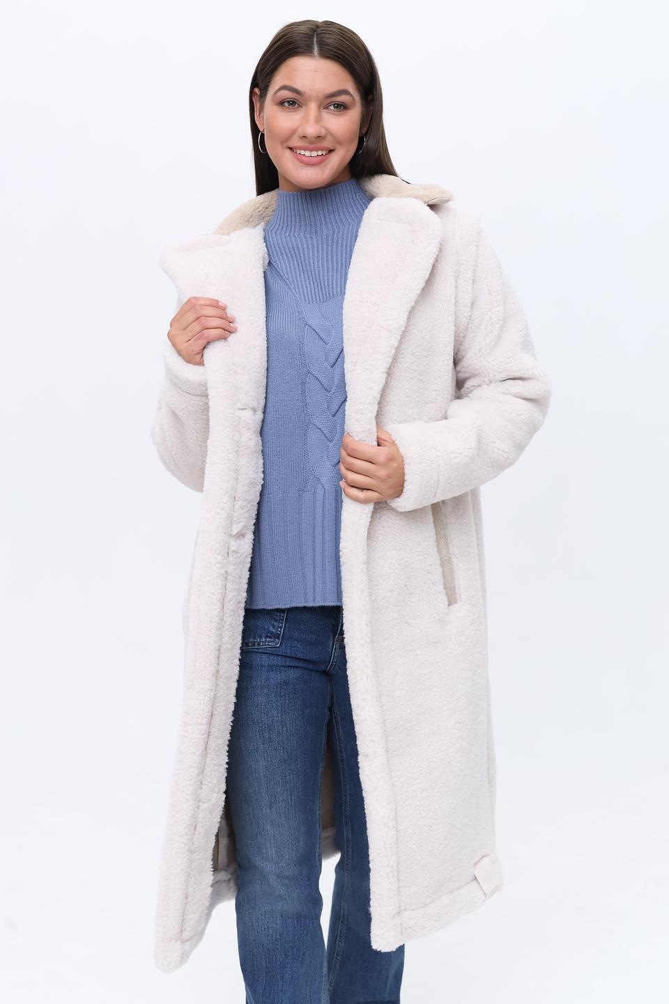 Пальто Zhrill из искусственного меха бежевое