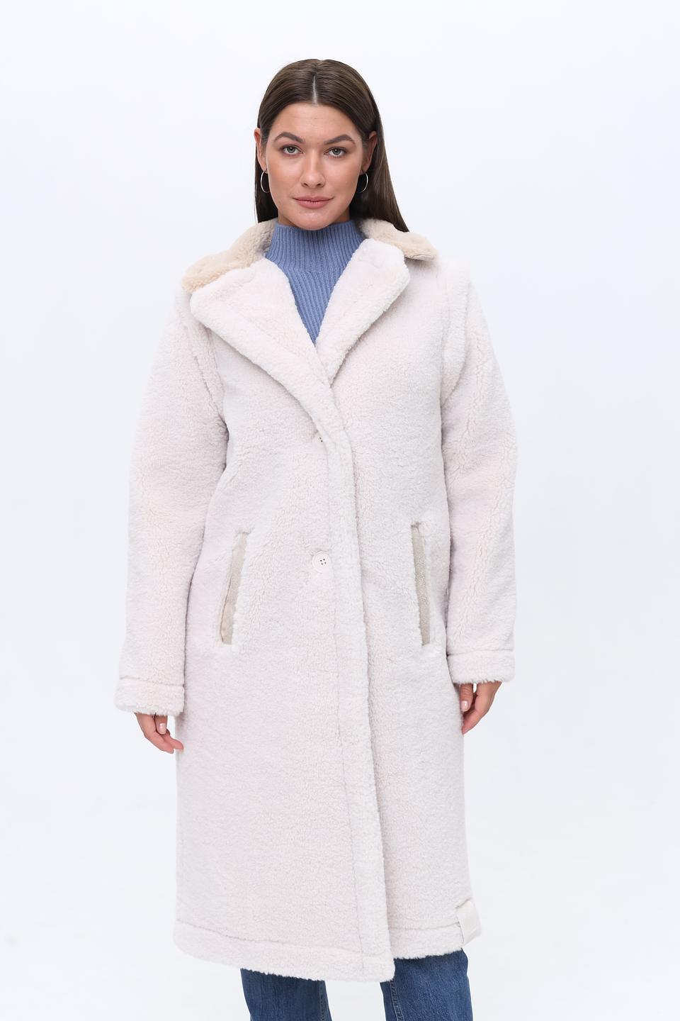 Пальто Zhrill из искусственного меха бежевое