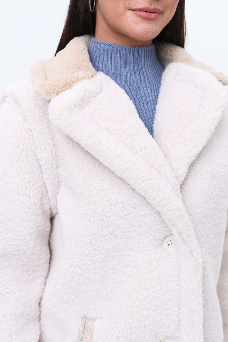 Пальто Zhrill из искусственного меха бежевое