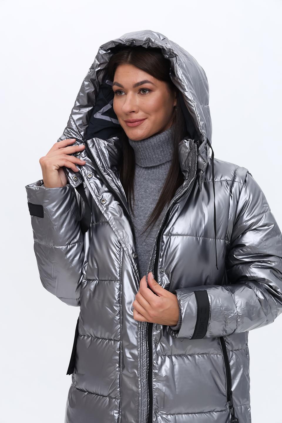 Пальто Zhrill серебристое стеганое