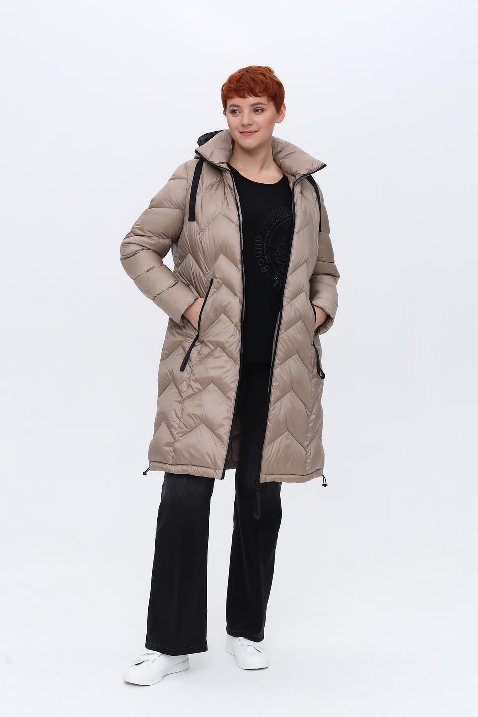 Пальто Lebek стеганое бежевое