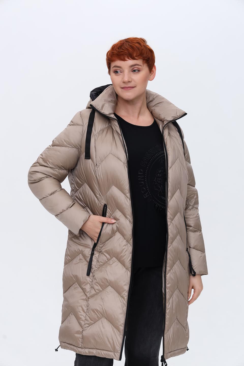 Пальто Lebek стеганое бежевое