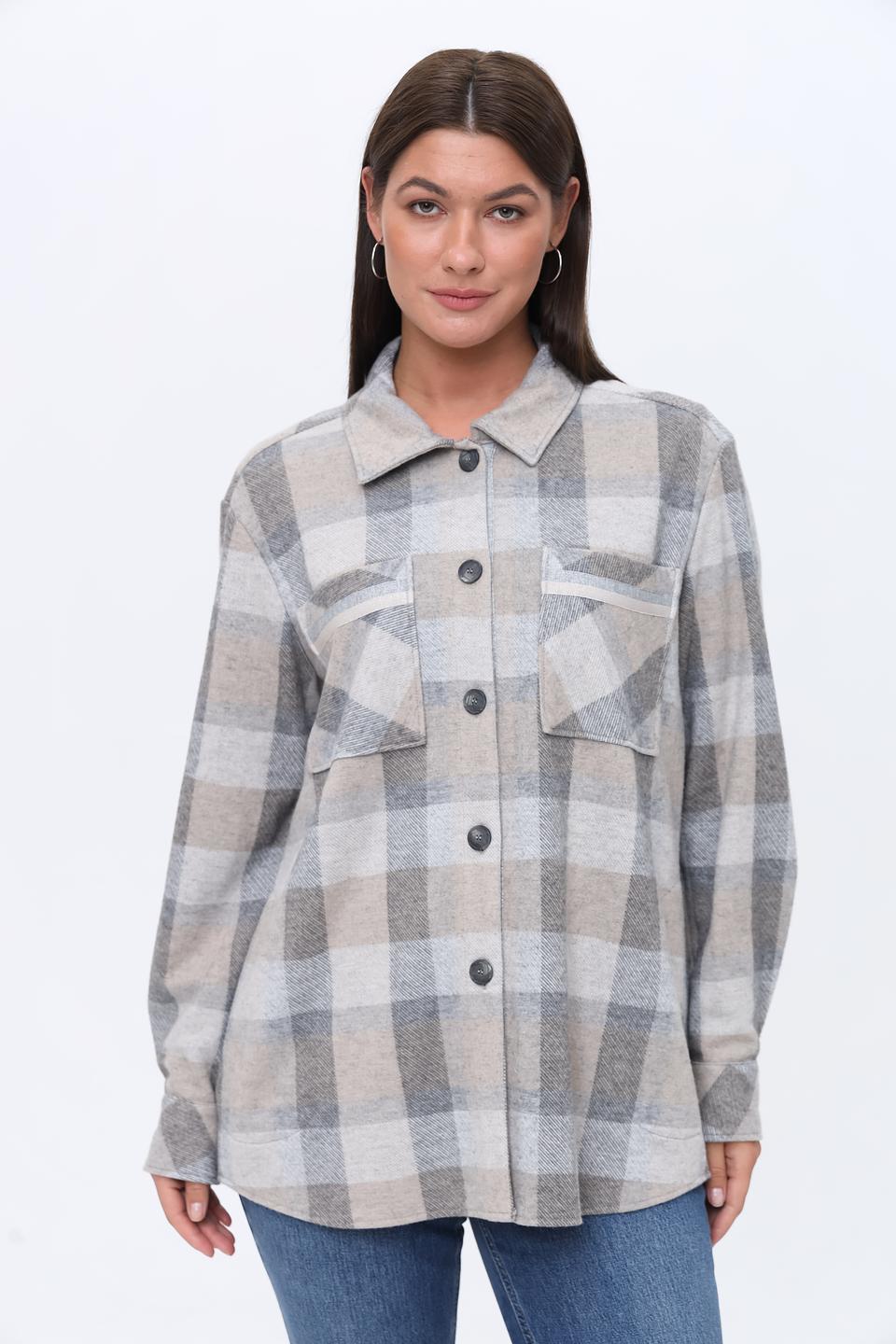 Рубашка SE Stenau в клетку бежевая