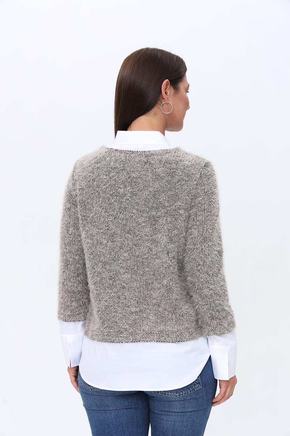 Блуза SE Stenau меланж с V-образным вырезом