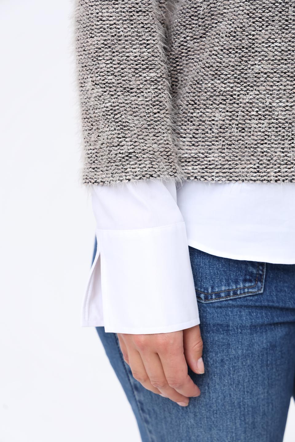 Блуза SE Stenau меланж с V-образным вырезом