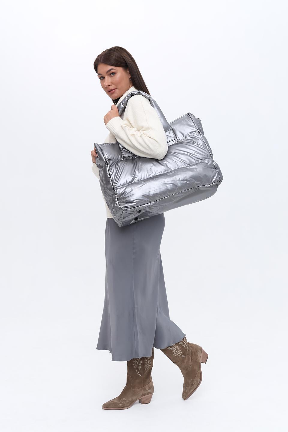 Сумка Zhrill стеганая серебристая