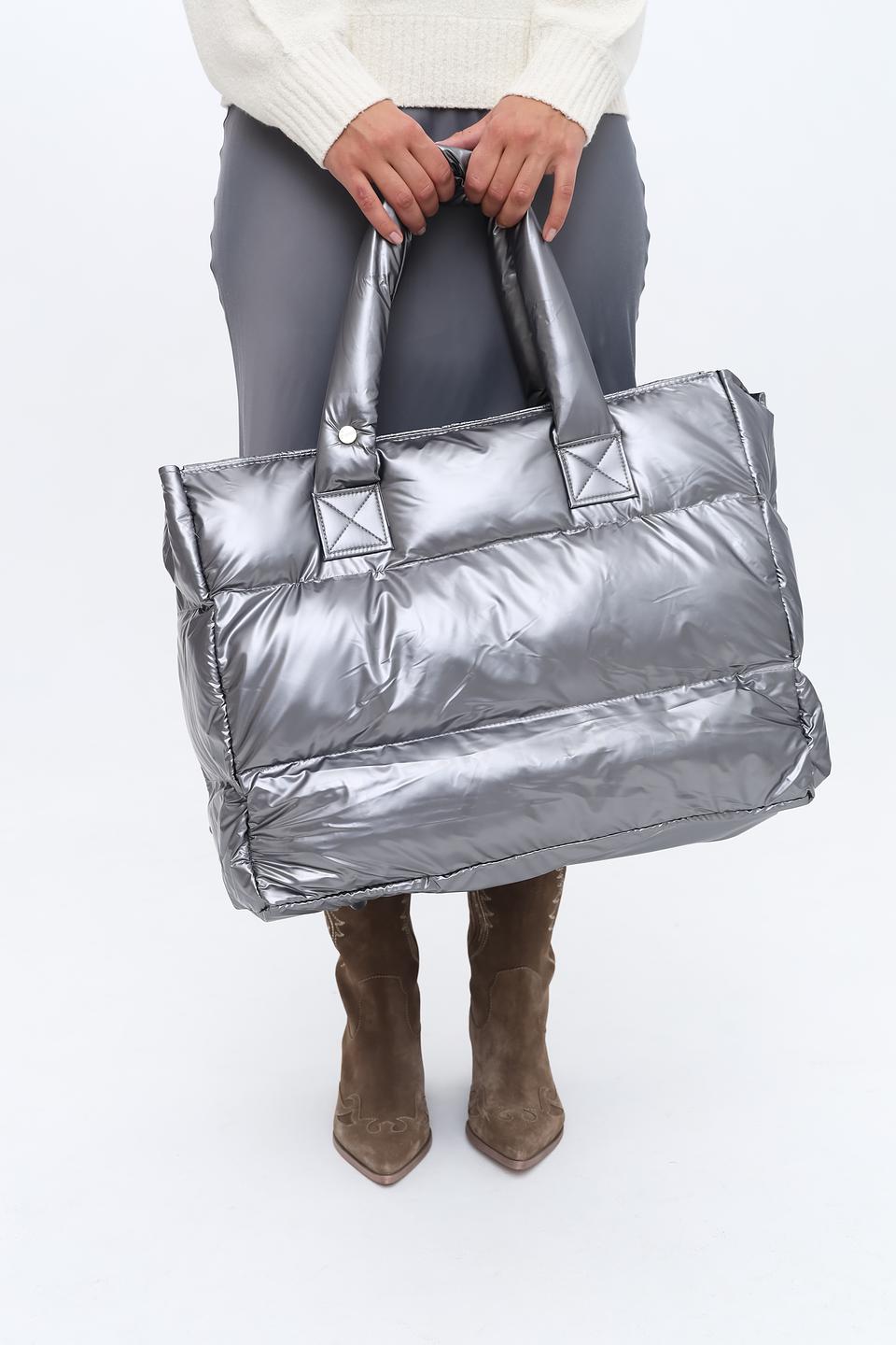 Сумка Zhrill стеганая серебристая