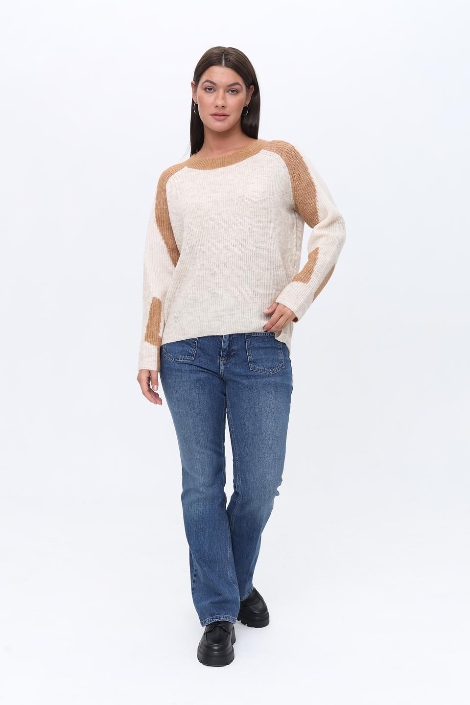 Пуловер Zhrill с контрастной отделкой бежевый