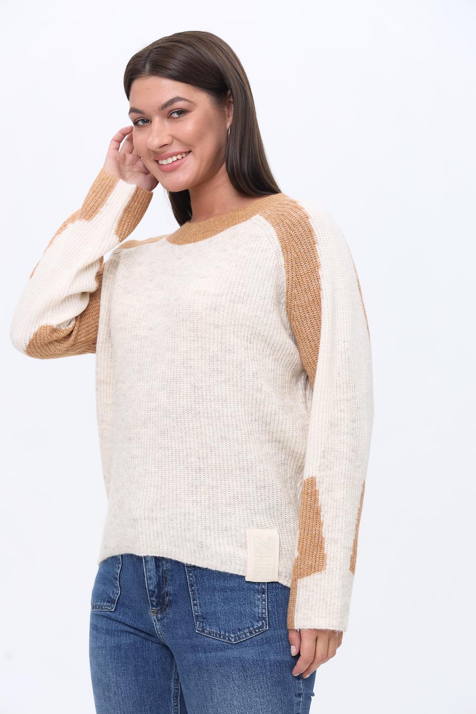 Пуловер Zhrill с контрастной отделкой бежевый