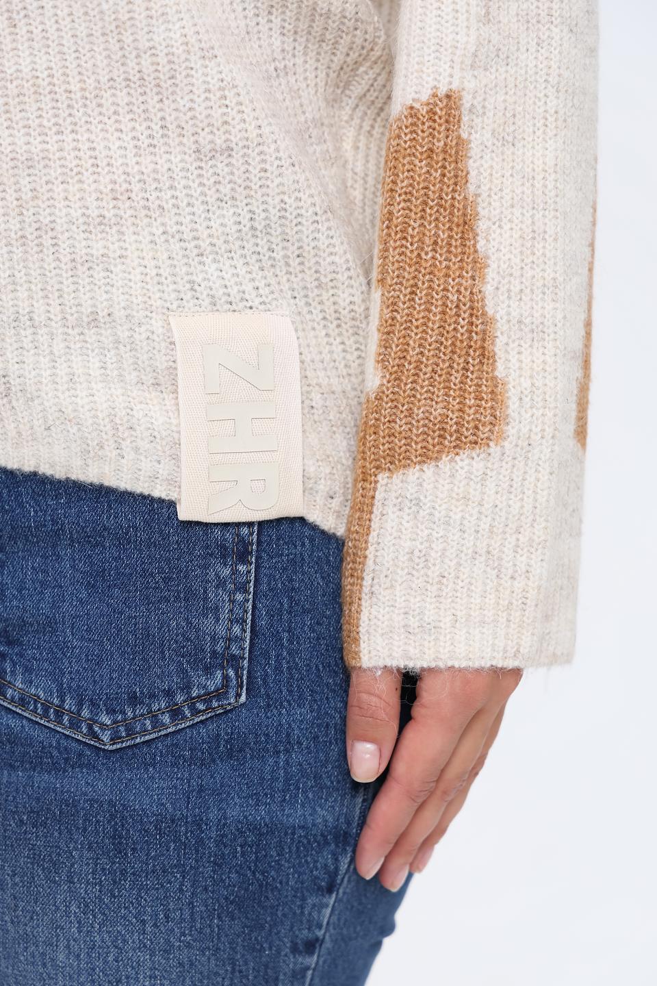 Пуловер Zhrill с контрастной отделкой бежевый