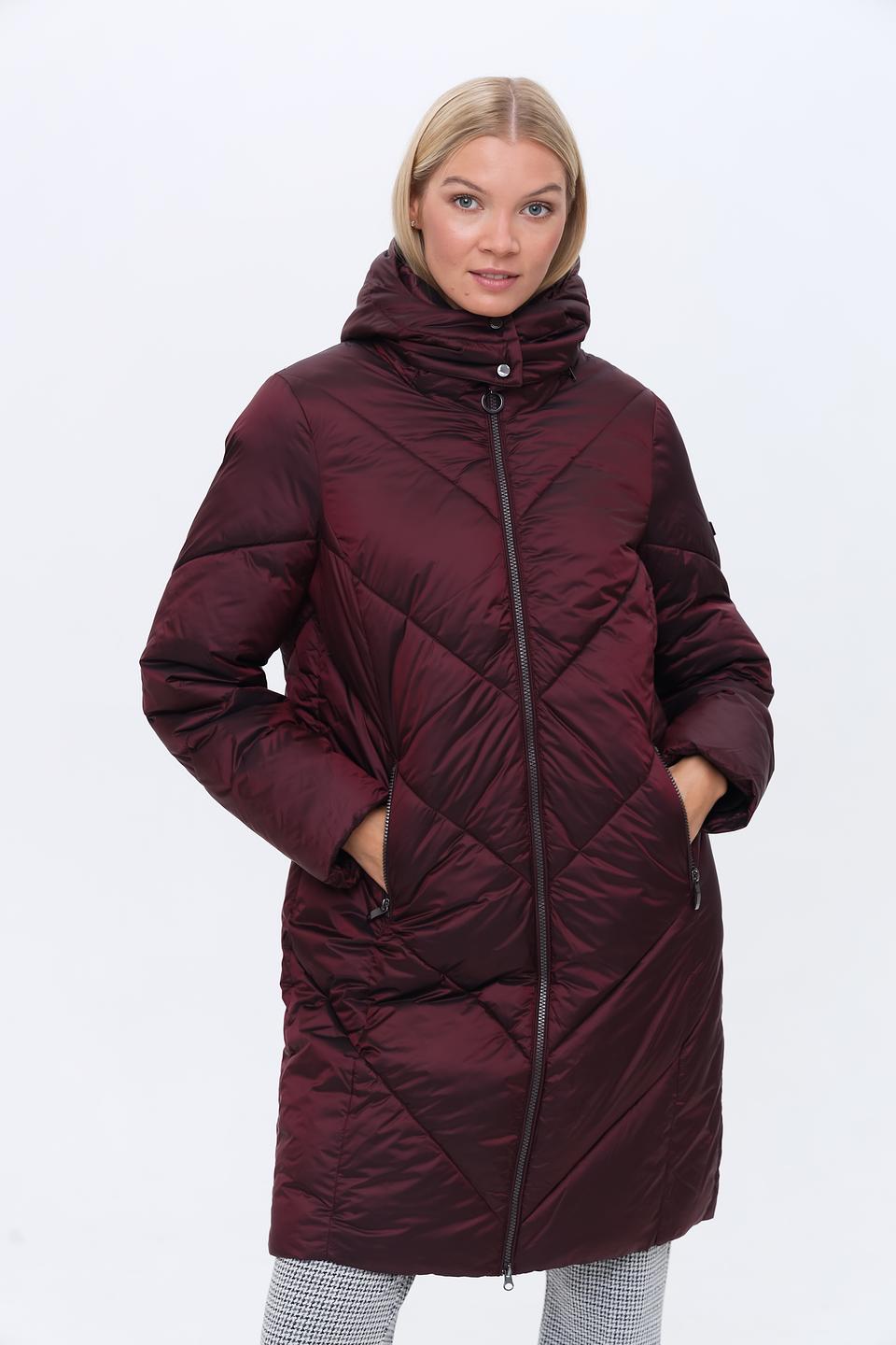 Пальто Olsen стеганое бордовое
